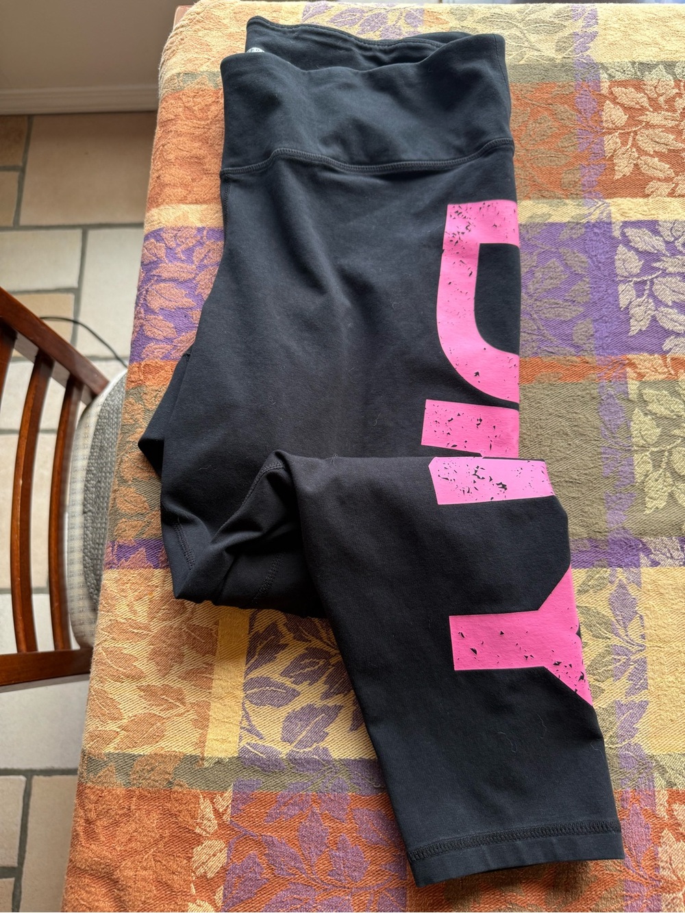DKNY Black Leggings with Pink Side Logo